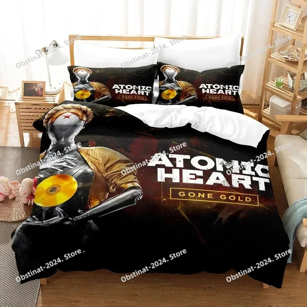 Game Atomic Heart 3D Printing Comforter Bedding Set,Duvet Cover Bed Set Quilt Cover Pillowcase,King Queen Size Bedding Set Kid