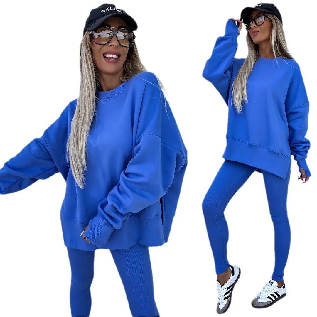 2024 Spring Women's Western Casual Slim Leggings & Loose Sweatshirt Set