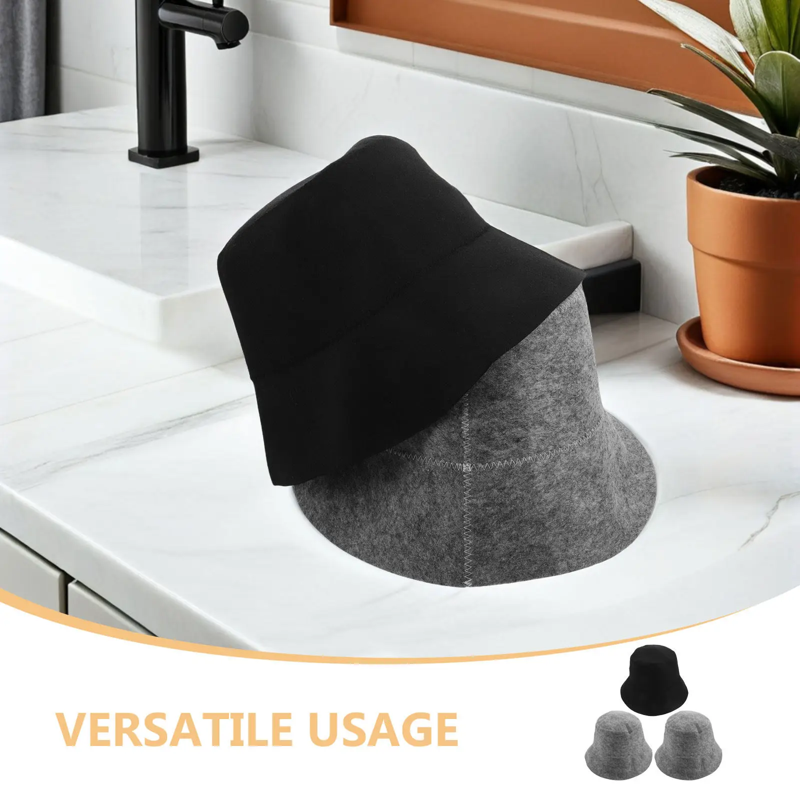 3PCS Wool Sauna Hat Heat-Resistant Felt Sauna Hats Men Women Banya Cap Bathroom Accessories For Steam Room Thermal Hairprotector