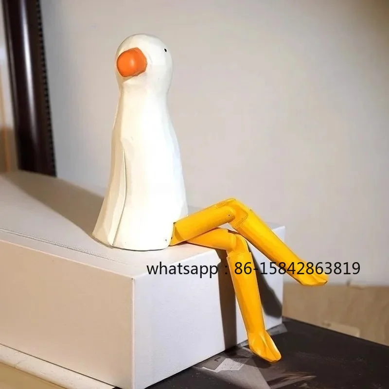 Long Legs Hand Carved Wooden Sculpture Funny Office Desk Decor Wood Craft Art Mini Figurine
