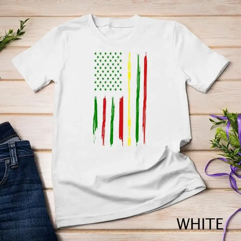 Juneteenth célébre la liberté noire, drapeau américain, histoire noire, t-shirt unisexe