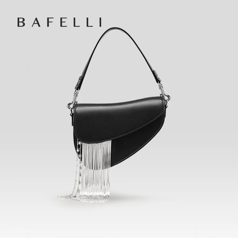 BAFELLI 2023 NEW LUXURY WOMAN BAGS LEATHER STYLISH INDIVIDUALITY FASHION TASSELS PURSE SHOULDER CROSSBODY HANDBAGS FEMALE SADDLE