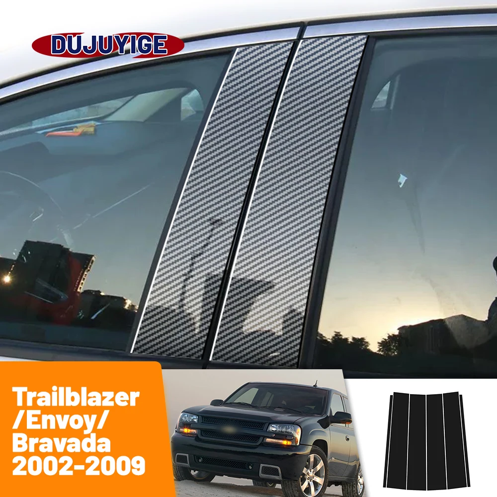 

For Chevrolet Trailblazer Envoy Bravada 2002-2009 2003 Carbon Fiber Window Door Column Deal B Pillar Post Cover Trim Sticker