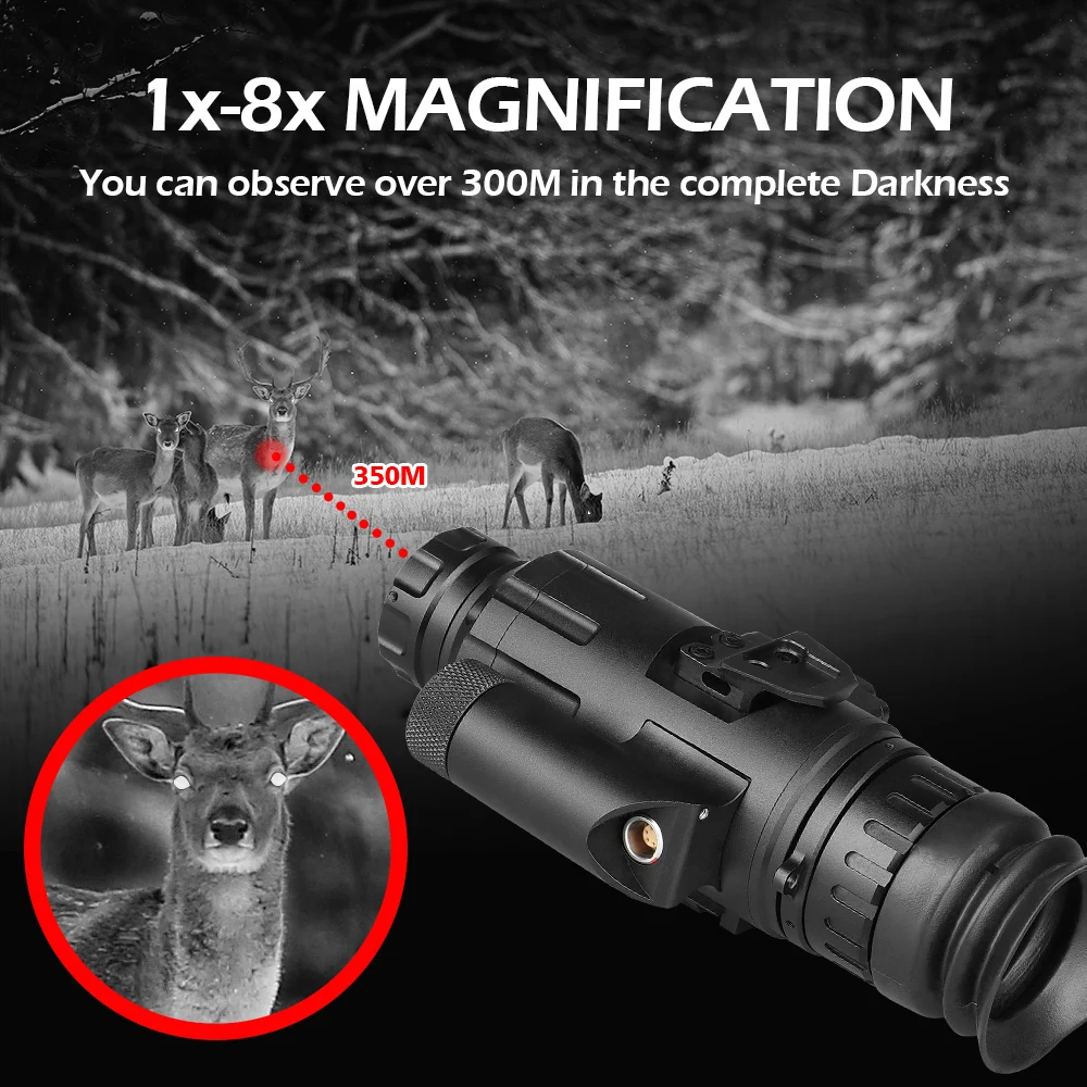 Hunting Scope HD 1X-8X Zoom 300m HD Digital Night Vision Monocular With IR Illuminator All Metal Day and Night Use gs27-0031