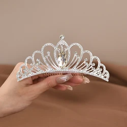 Mini Crowns Hair Comb Crystal Bridal Tiaras For Girls Rhinestone Pearl Wedding Birthday Party Children's Hair Accessories