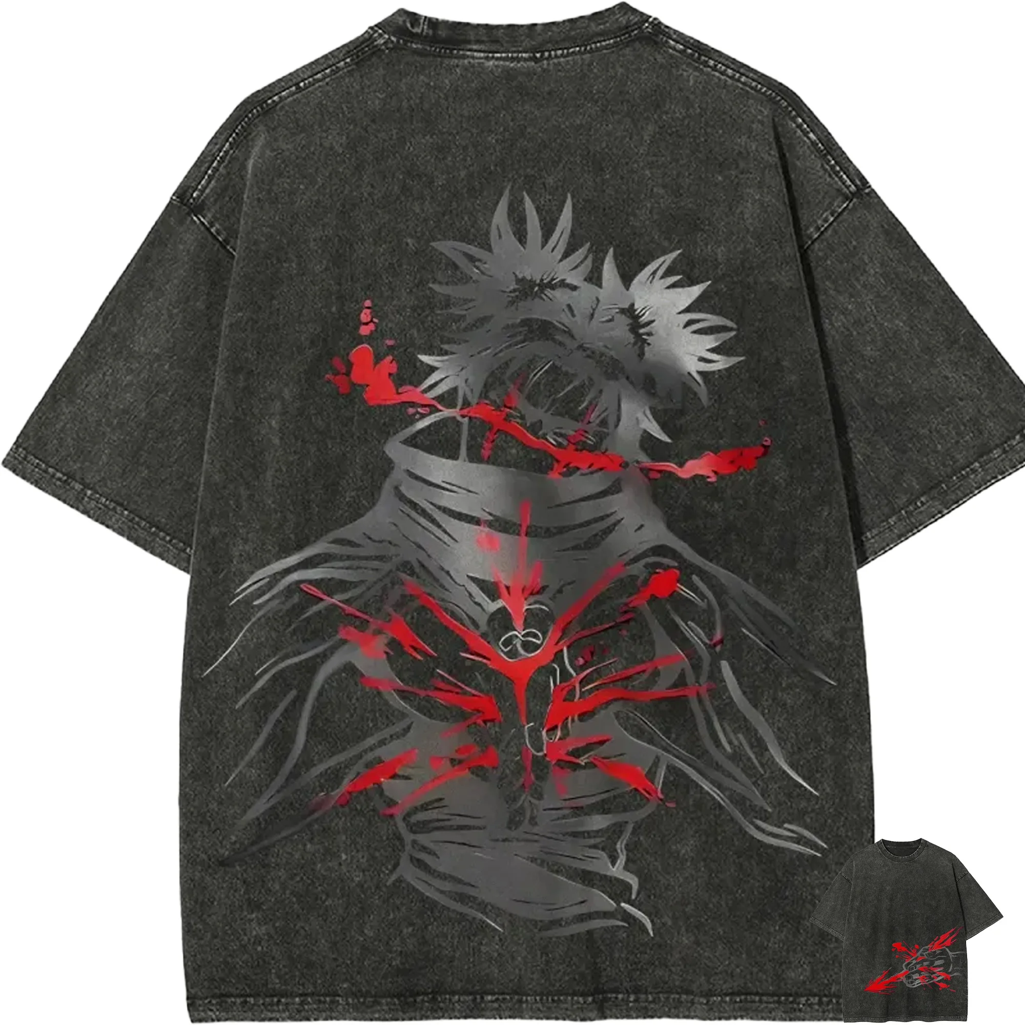 

Choso Jujutsu Kaisen Shirt Anime Men Kamo Noritoshi Red Blood Graphic Tee Vintage Acid Wash Cotton Streetwear Top 2026