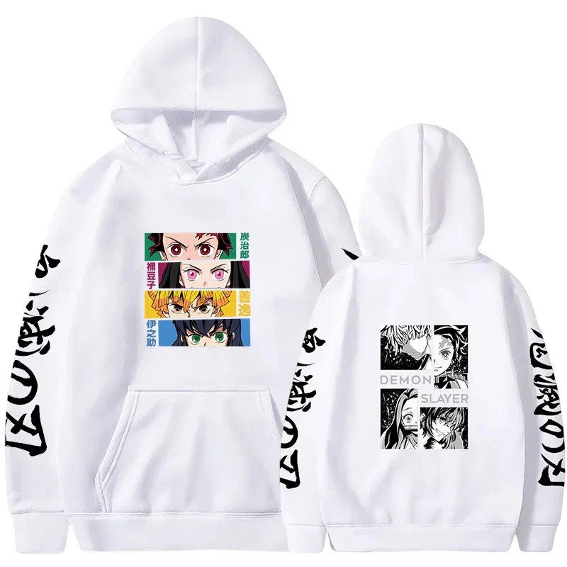 شيطان القاتل Harajuku عارضة اليابانية أنيمي مطبوعة هوديي الخريف الشتاء مريحة الصوف طويلة الأكمام البلوز بلوزات #2
