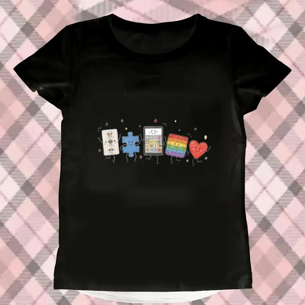 Autism Doodle Characters Tops SPED Teacher T-Shirt Casual Men Women Autism Mom Gift  Summer Clothes Basic Clothing Free Shipping