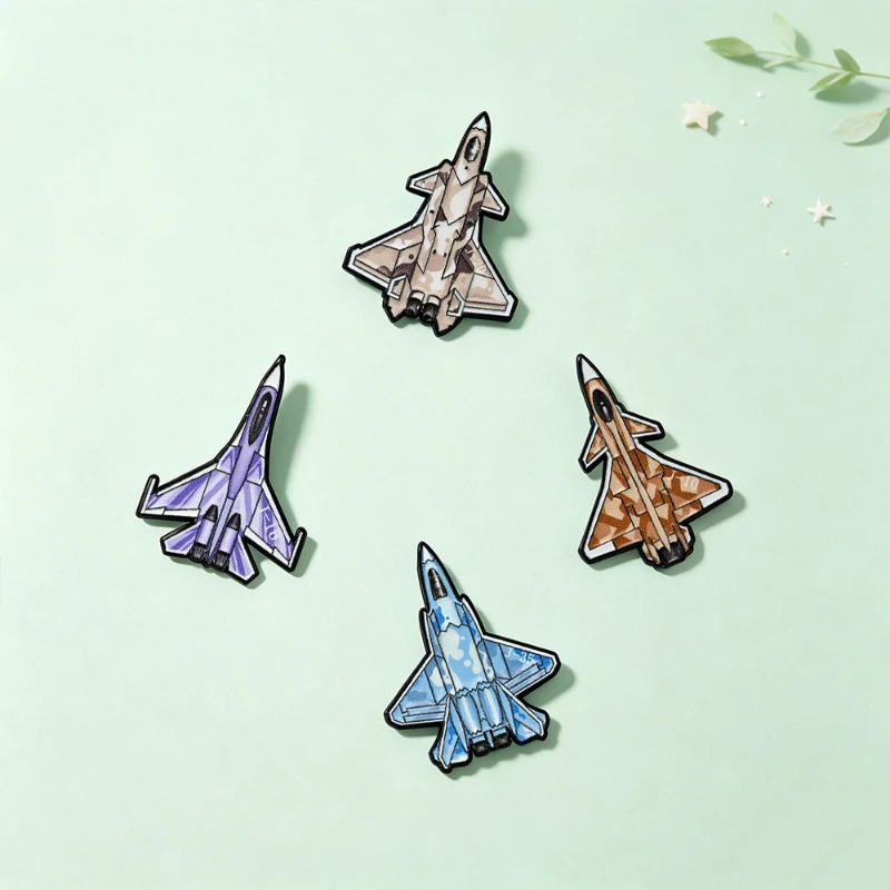 Aviation Lover Camouflage Fighter Design Enamel Metal Brooches Pins Badges DIY Clothing Bags Hat Scarf T-shirt Jeans Accessories