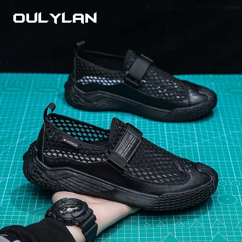 

Men Casual Sneakers Summer Breathable Beach Shoes Lightweight Outdoor Mesh Mans Sneaker Slip-on Walking Male Footwear