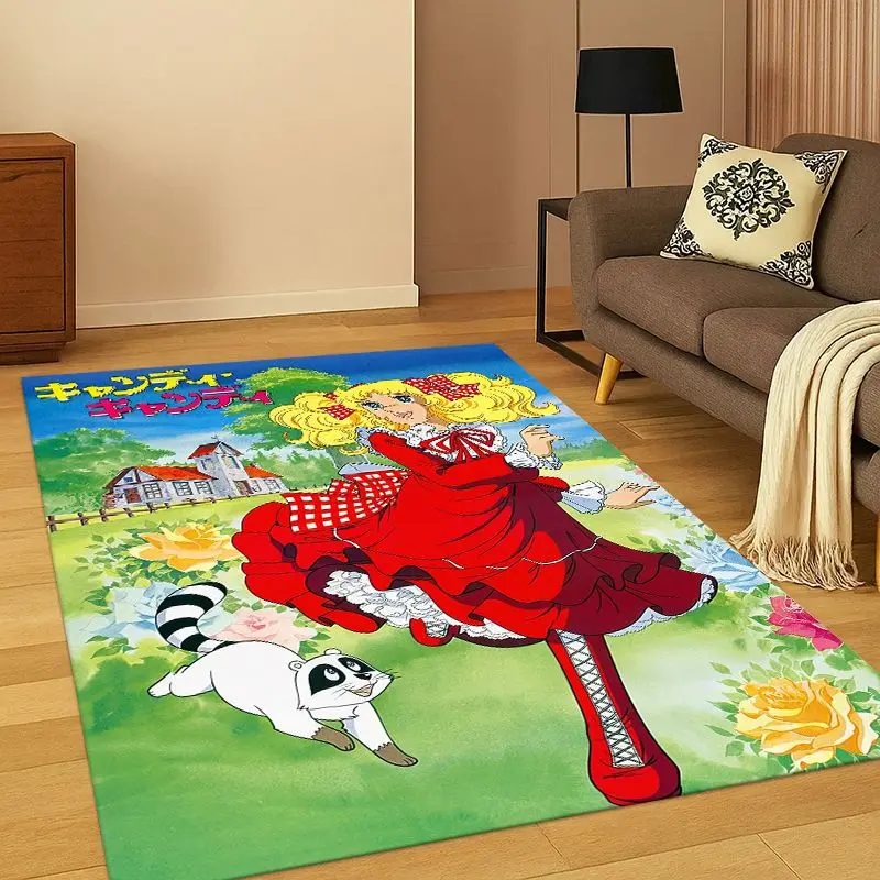 Kawaii Candy Candy Girl Cartoon Living Room Non-Slip Area Rug Soft Carpet for Bedroom Kids Playroom Sofa,Home Decor Doormat Gift