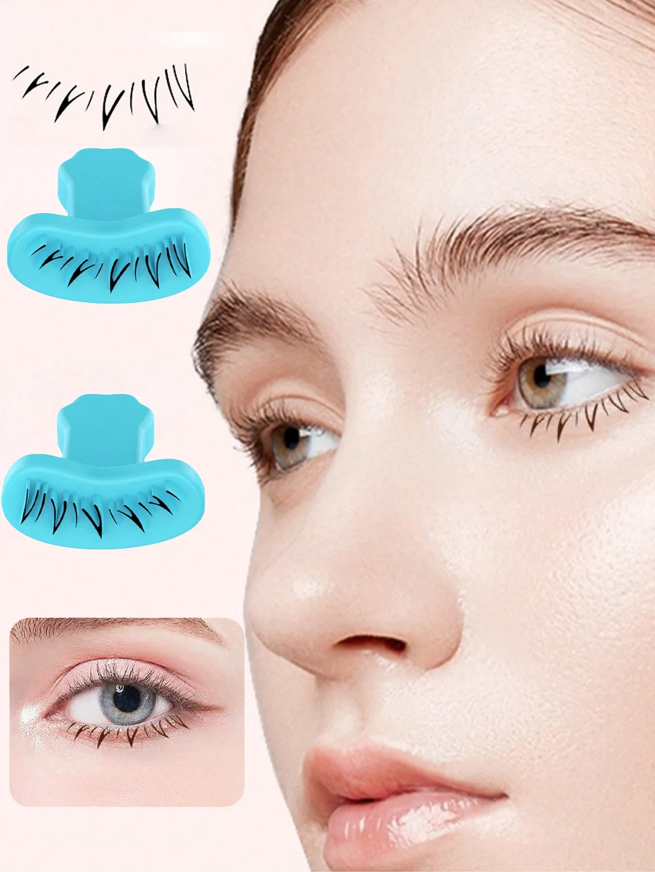 แผ่นติดขนตาล่างแบบใช้ซ้ำได้2ชิ้นแผ่นต่อขนตาด้านล่างแบบทำจากซิลิโคนสำหรับแต่งหน้าตอนเริ่มต้น