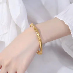 Fashion Metal Matt Surface Open Imitate Gold Plated Simulation Round Matte Imitation Gold Jewelry Golden Color Bangle Bracelet