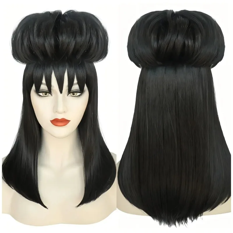 

Лидия Диас Ролевой головной убор Одежда для танцев Нарядные головные уборы Готическая архитектура Черная длинная пленка для волос Beetlejuice Персонаж Парик