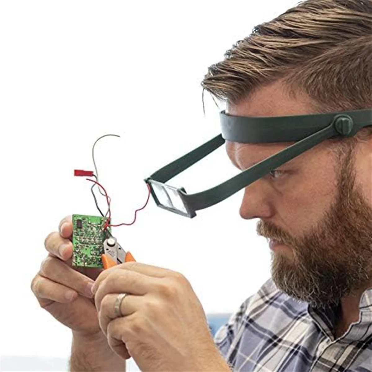 ABZV-Slimline Headband Magnifier with 4 Lenses, Assisted Repair of Head-Mounted Reading Magnifying Glass