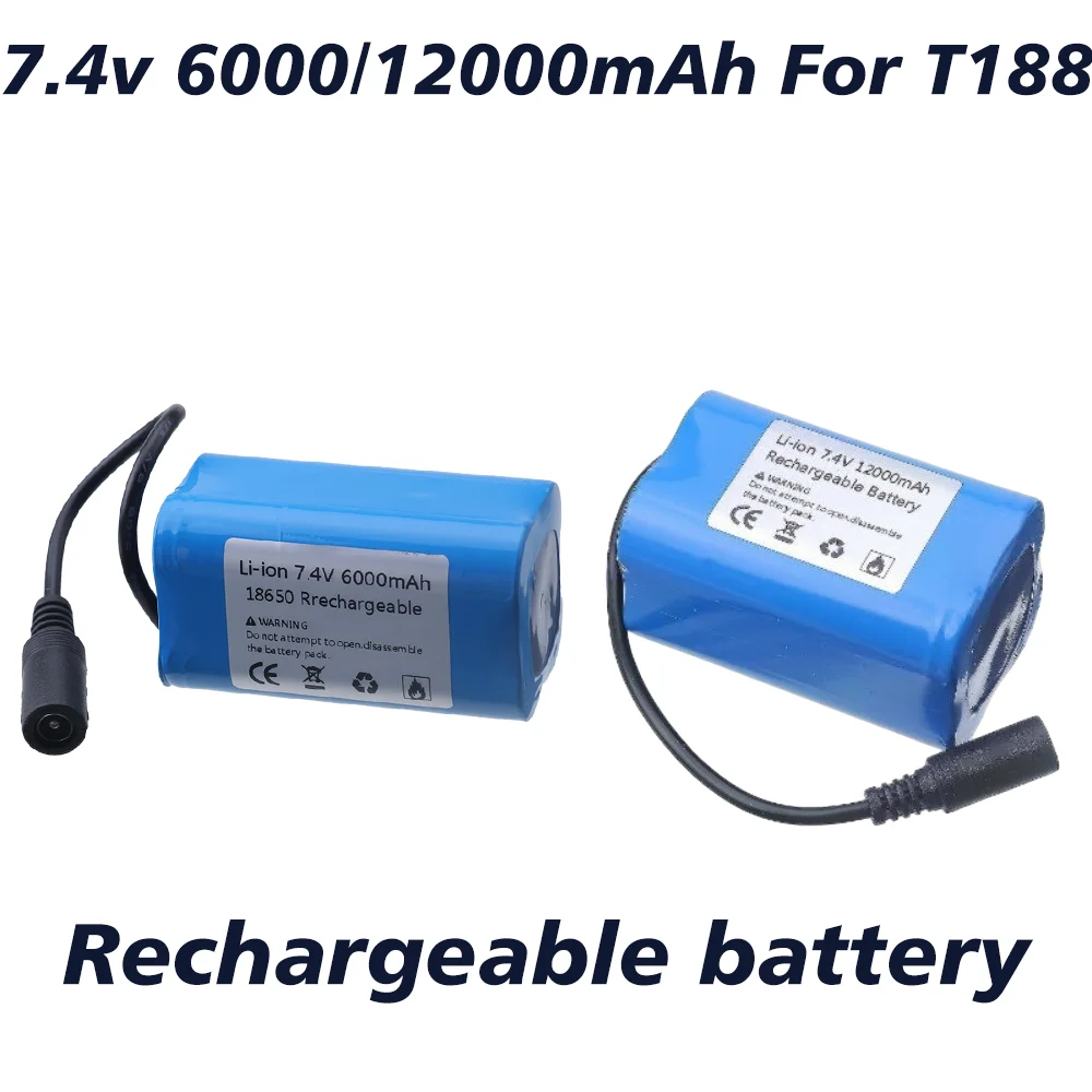 

Аккумулятор 7.4V 12000mAh 6000mAh для радиоуправляемых рыболовных лодок T188 T888 2011-5 V007 C18 H18 V18 D18B FX88, запчасти для пультов ДУ