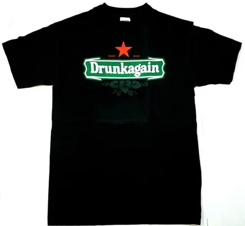 DRUNKAGAIN T-shirt Drinking Adult Humor Beer Booze Tee Men's SMALL Black New