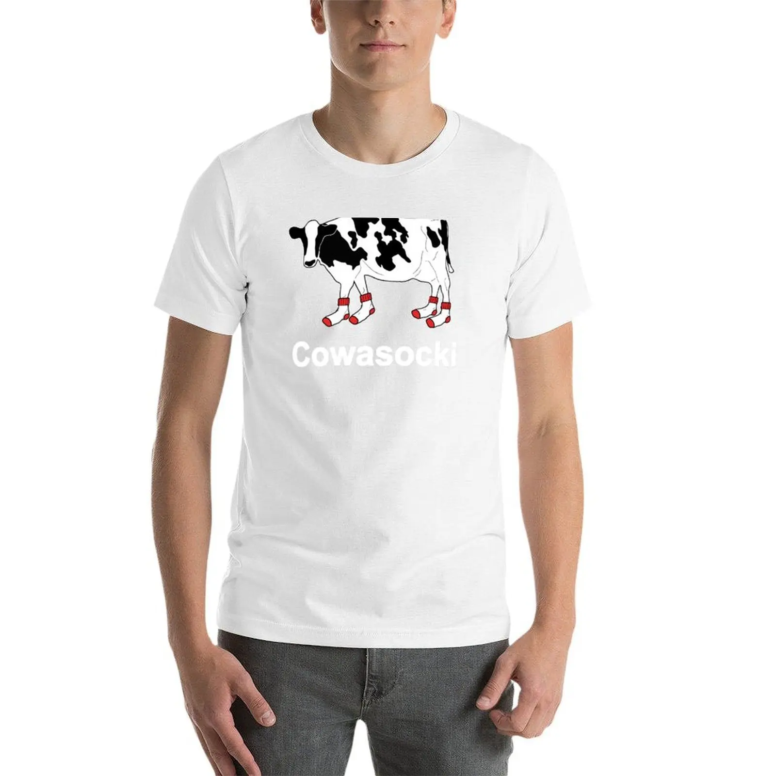 حليب البقر في الجوارب-بقرة Cowasocki تي شيرت جورب تي شيرت للرجل القطن الناعم القطن تي شيرت تي شيرت عالي الجودة #4