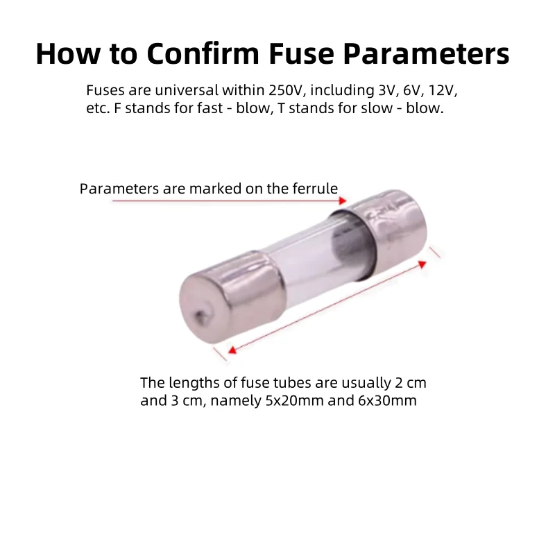 High - Quality 5x20mm Fuse Tubes, 1A/3A/5A/6A/8A, 250V, Fuse For Household Appliance Power Supplies, In Green Box
