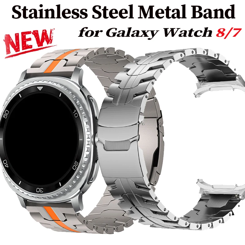 

Металлический ремешок из нержавеющей стали для Galaxy Watch8 40 44 мм, браслет для Samsung Galaxy Watch 8Classic 46 мм 7 8 Ultra 47 ремешок без зазоров