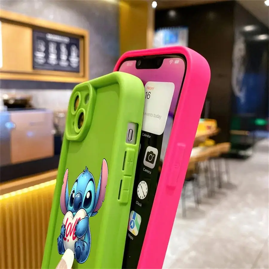 Casing silikon Disney Stitch, pelindung ponsel lunak untuk Apple iPhone 15 11 13 14 Pro Max 12 silikon 15 Plus 11Pro