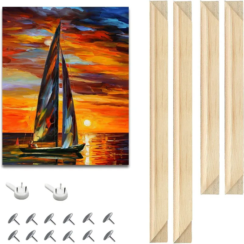 DIY Wooden Pictures Frame Oil Painting Canvas Diamond Painting Large Size Photo Poster Frame Wall Art Deco Pet Kids Family Pics