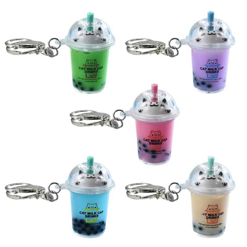 Fast Reach Creative Bubble Acrylic Milk Tea Shaped Couple Key Rings Phone Adorment