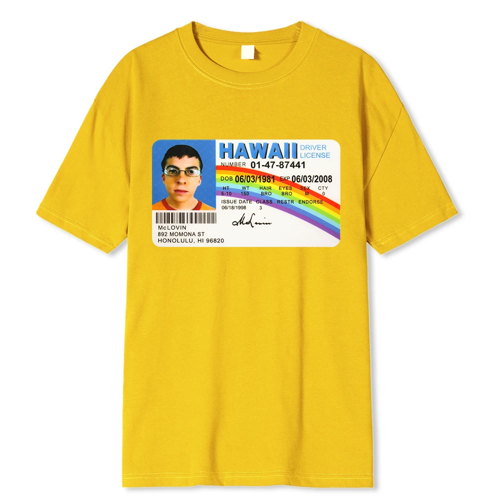 2026Homme T Shirt Summer MenT-Shirt Mclovin IdCard Superbad Geek MensCotton T-Shirt Unisex T-Shirt Teenagers Cool Soft Clothing