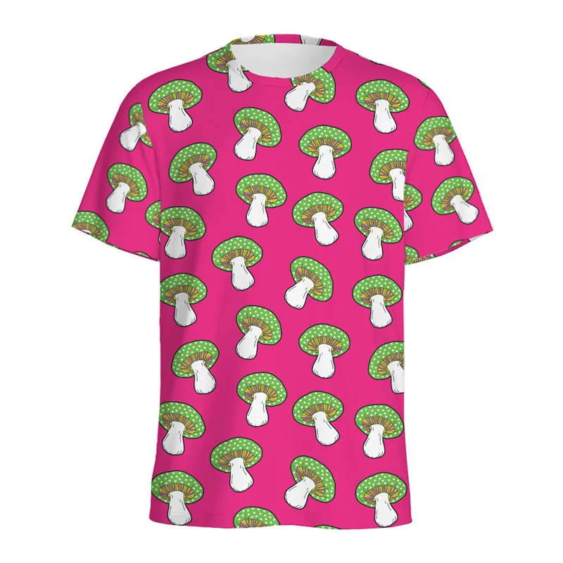 

Cartoon Mushroom Graphics T-shirt Summer Fashion Short Sleeve O Neck Plants 3D Printed T Shirt Mens Casual Oversized Tees Tops