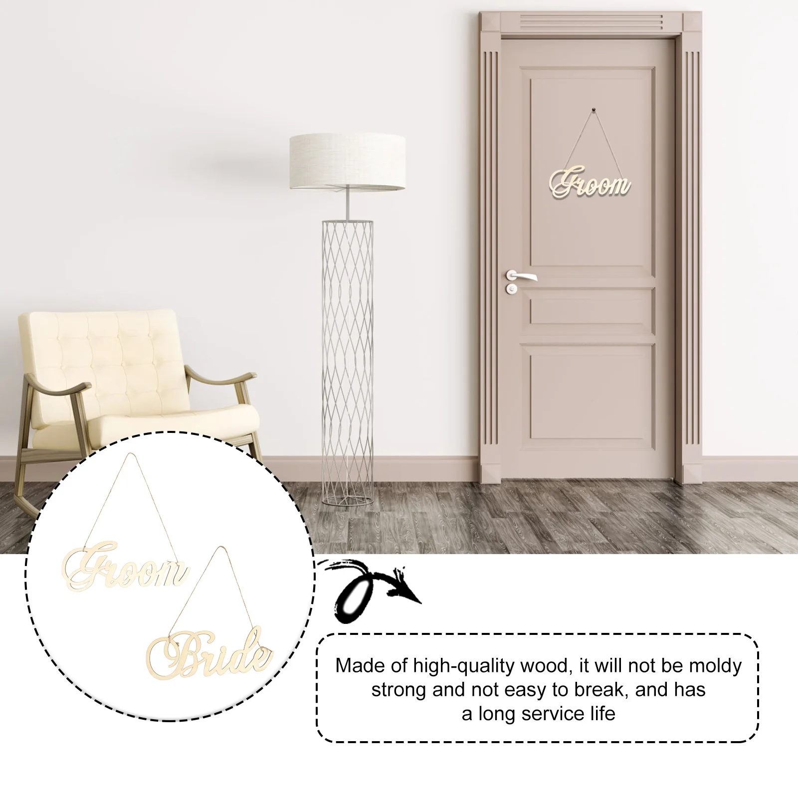 2 قطعة العروس العريس علامة خشبية الزفاف معلقة حلية لباب جدار مدخل الطرف الديكور مقهى المنزل استخدام علامات الزفاف #2