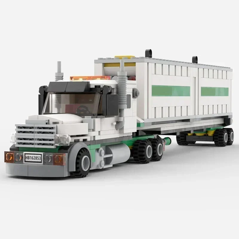 مدينة نموذج سيارة Moc قوالب بناء شاحنة بضائع هوائية وحاوية مقطورة التكنولوجيا كتل هدايا عيد الميلاد اللعب لتقوم بها بنفسك مجموعات الجمعية
