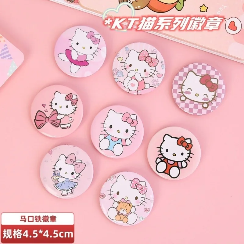 Hello Kitty Sanrio My Melody Kuromi cannella Anime distintivi zaino Cartoon Pin spilla FashionJeans accessori regalo per bambini 8 pezzi