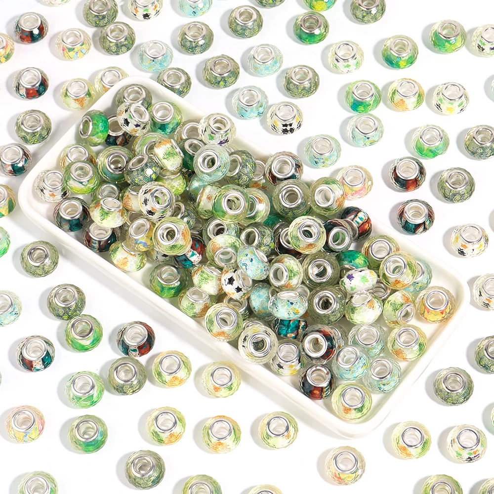 10pieces Mixed color Resin Beads Crystal Cut Various Patterns Bead Large Hole Bead DIY Bracelet Set Jewelry Accessories