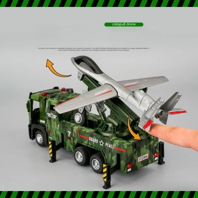 One-Click Ejection Launch รถรถของเล่นจําลองทหารรถเด็ก 1/32 Scale เสียงและแสงดึงกลับของขวัญ