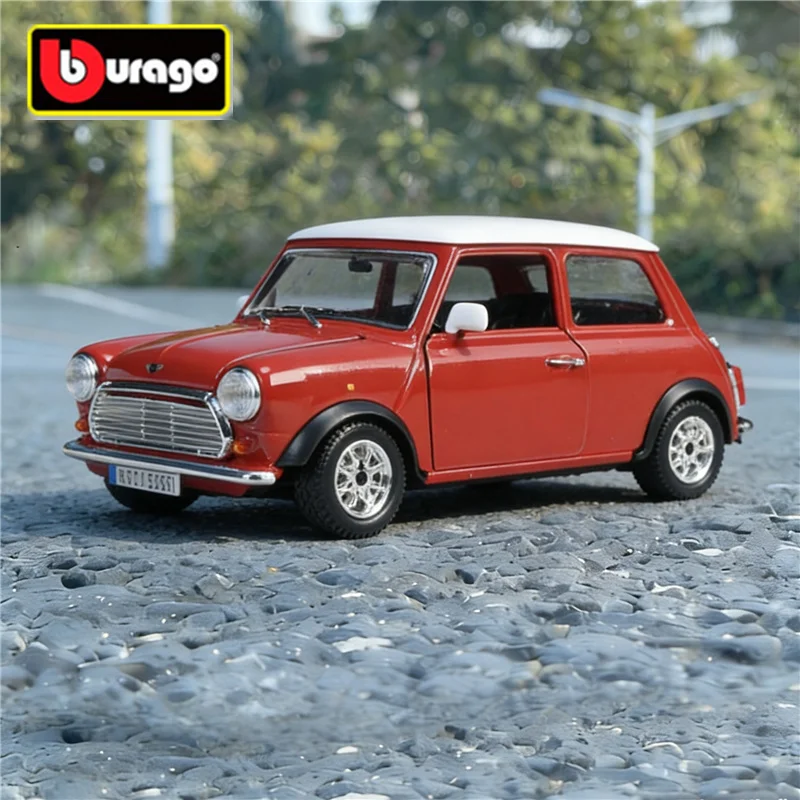 

Bburago 1:24 1969 Mini Cooper, классическая модель автомобиля из сплава, литая металлическая ретро-машинка, высокодетализированная коллекционная модель, подарок для детей