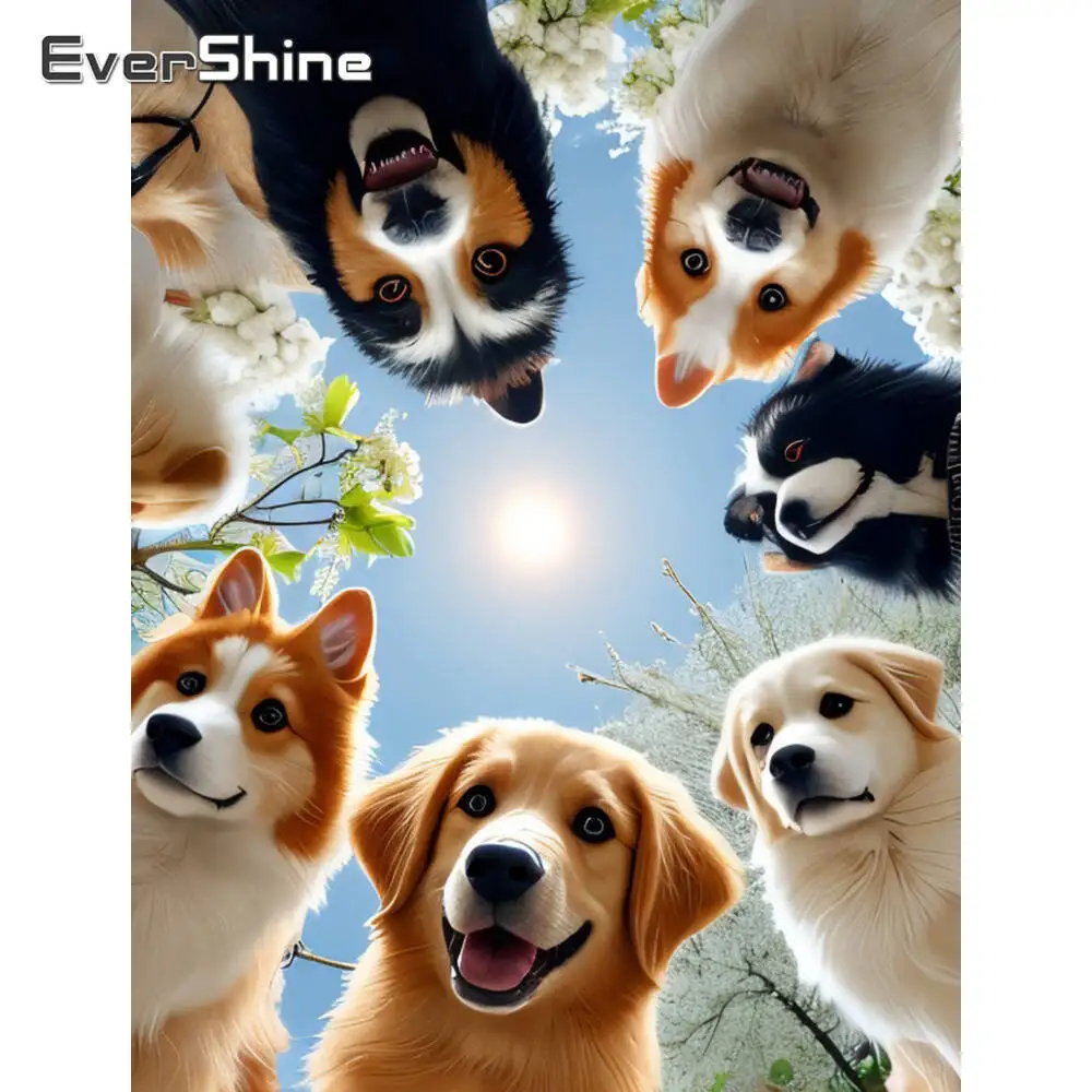Evershine Diamant-Malerei, Hund, Tier, Strass-Bilder, Cartoon-Diamant-Stickerei, Brücke, buntes Kunsthandwerk, handgefertigtes Geschenk