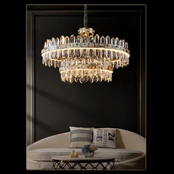 LED Golden Chrome Silver Crystal Hanging Lamps Chandelier Lighting Suspension Luminaire Lampen For Living Room