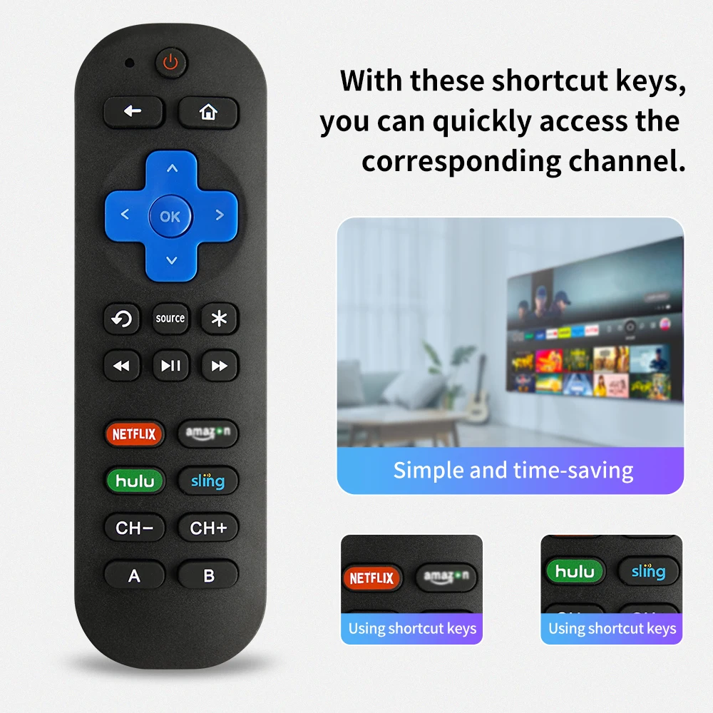 جهاز تحكم عن بعد بديل - متوافق مع Roku Express، Premiere، Ultra، Box، Player، 1، 2، 3، 4 - ليس للعصا أو التلفزيون