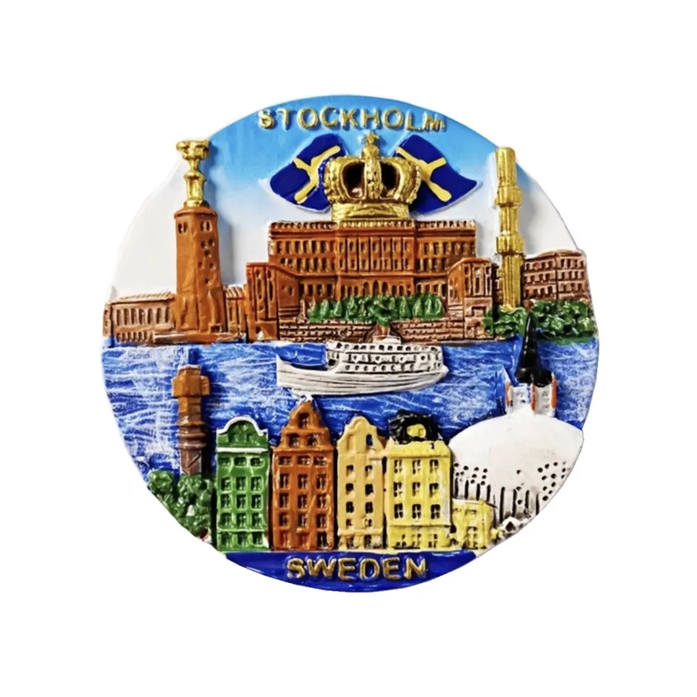 Europe Sweden Resin 3D Fridge Magnets Tourism Souvenir Refrigerator Sticker Handicraft Gift Decoration