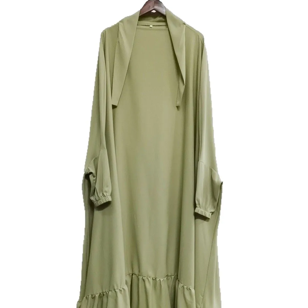 Muslim Abayas for Women Eid Ramadam Prayer Outdoor Fun Black Green Long Sleeves Robe Elegant Nice Hand Feeling Dresses
