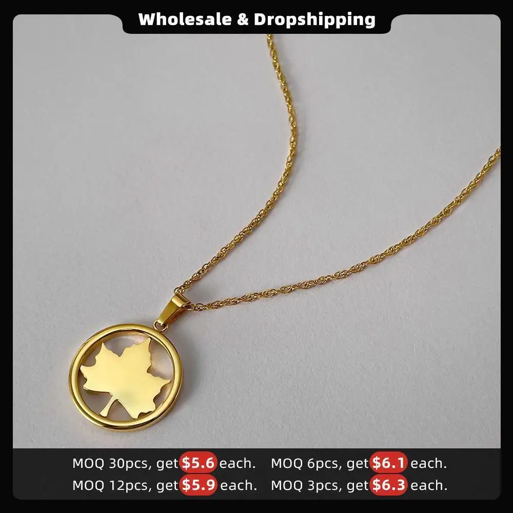 ENFASHION Kpop Fashion Jewelry Maple Leaf Necklace For Women Gold Color Necklaces Stainless Steel Collares Para Mujer P213280