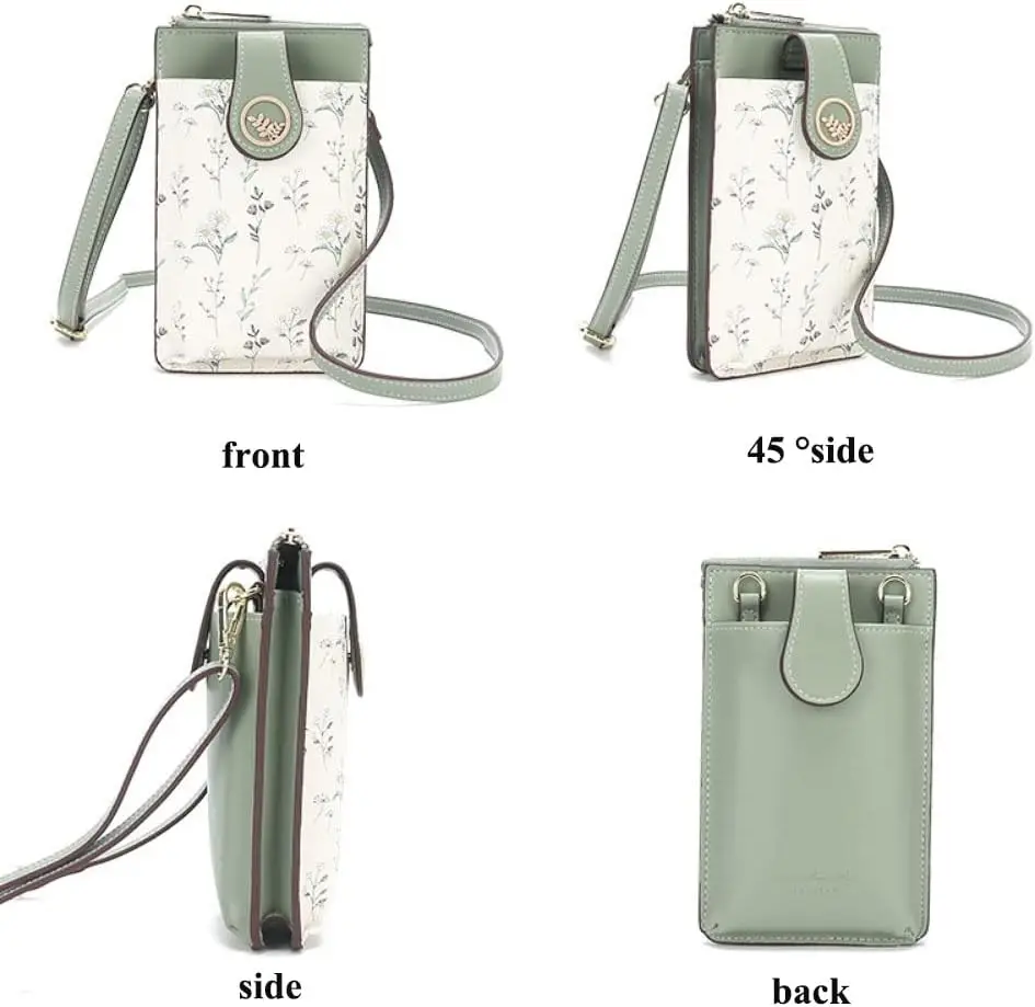 SCOFY FASHION Floral Printing PU Leather Cute Mobile Phone Crossbody Bags for Women Small Shoulder Bag Purses and Handbags