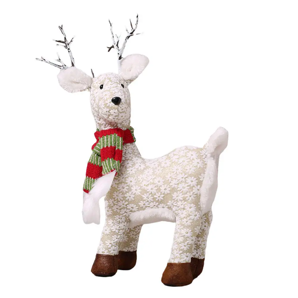 1Pcs Adorable Christmas Elk Figure Unique Deer Adornment for Living Room Bedroom Christmas Party Office Window Display Xmas