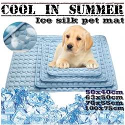 Pet Cooling Mat Dog Cat Sleeping Pad Cool Ice Silk Moisture-proof Mattress Cushion Summer Small Animal Cold Bed 5 sizes