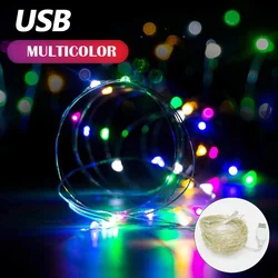 1m 2 3 5m 10 fio de cobre led luzes da corda de fadas guirlanda iluminação do feriado para a árvore de natal festa de casamento decoração