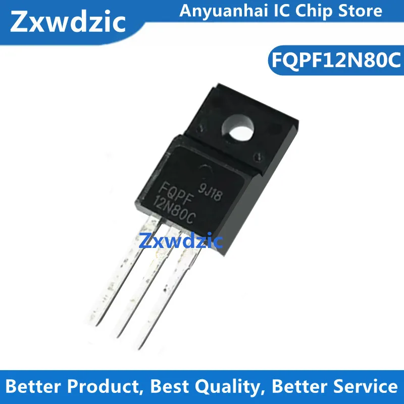 10pcs New Original FQPF12N80  FQPF12N80C 12N80 TO-220F 12A800V MOSFET