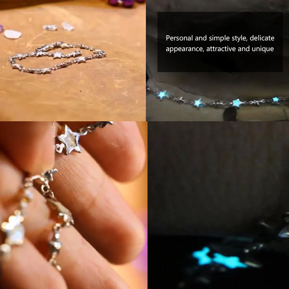 

2 pcs Luminous Star Bracelet Creative Alloy Hand Jewelry Adjustable Bangle For Couples Simple Style Personality Chain Unique