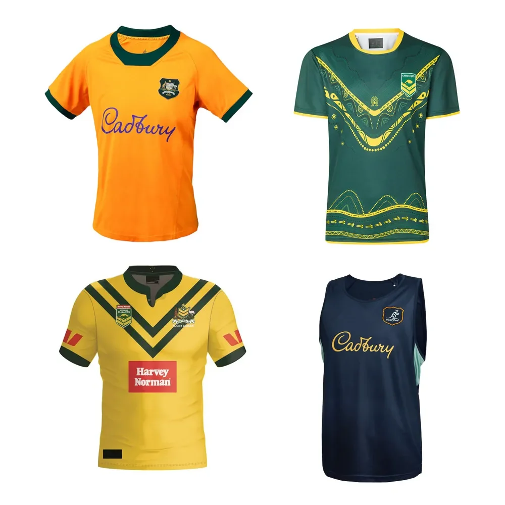 

LANGMAO Wallabies Kangar Rugby Jersey 2025 Australia Rugby Shirt Training Clothes Vest Shorts Big Size 5xl
