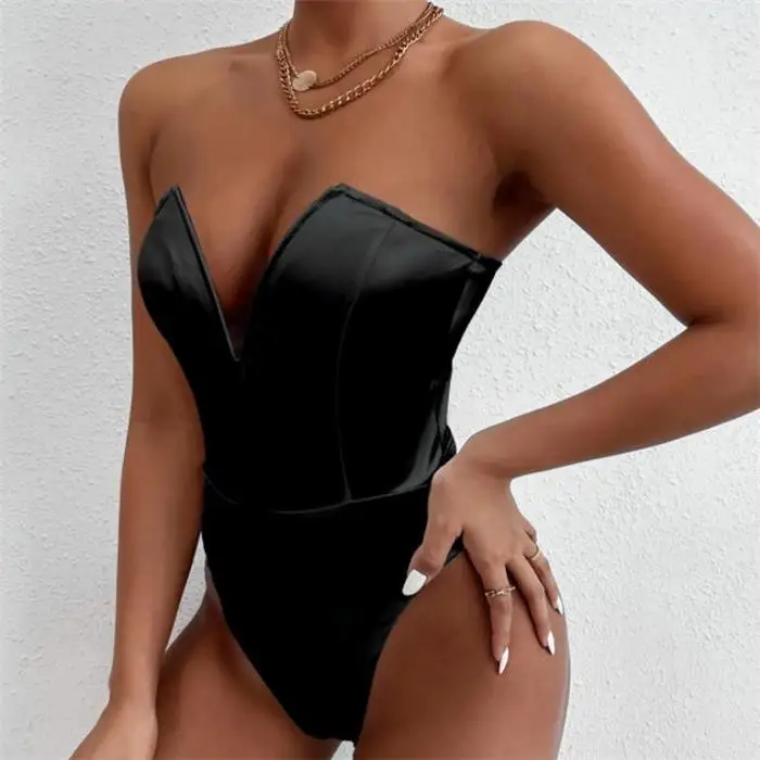 Faionable Slim Fit Deep V Ne Strapl Jumpsuit Sexy Bodysuit Top Women's Street Sle High Waist ort Pants Casual Wear