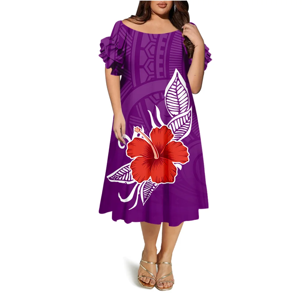 

High-Quality Women'S Double-Sleeve Dress Samoan Pacific Island Custom Long Dress Festival Party Ethnic Style Evening Dress